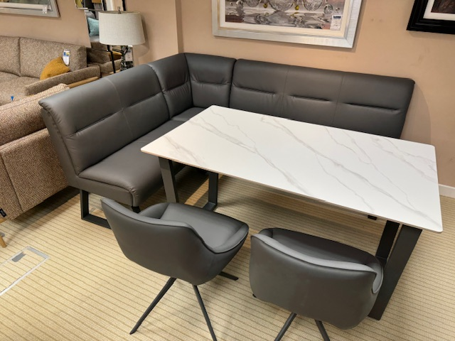 Dining Set (140cm Table + Corner Bench + 2 Swivel Chairs)