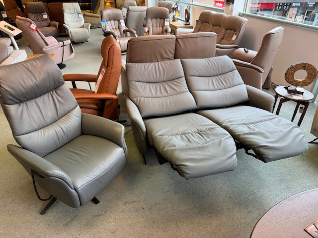2.5 Seater Power Reclining Sofa & Power Reclining Chair with Adjustable Headrest & Massage Function 