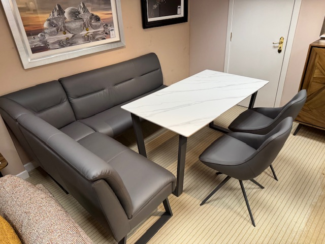 Dining Set (140cm Table + Corner Bench + 2 Swivel Chairs)