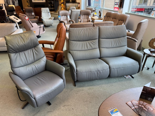 2.5 Seater Power Reclining Sofa & Power Reclining Chair With Adjustable Headrest & Massage Function 