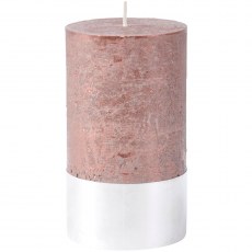 Metallic Red Rustica Pillar Candle 7x12cm