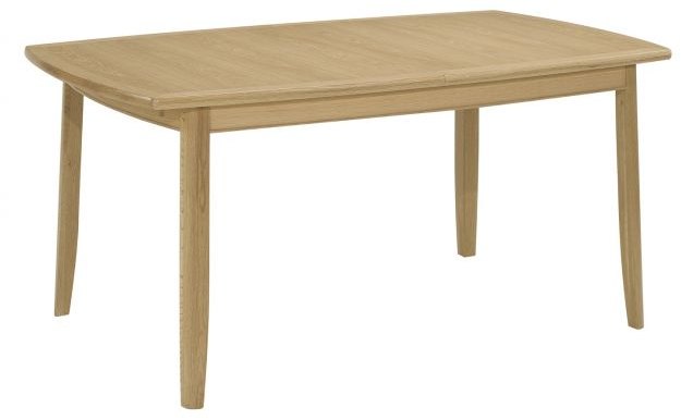 Qualita Furniture Nathan Shadows Extending Boat Shaped Dining Table on Legs. Oak Finish.