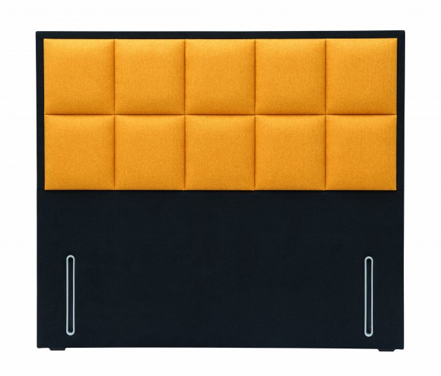 Hypnos Alexandra Headboard in euro-slim, Tweed 400 Mustard upholstered fabric and standard contrasti