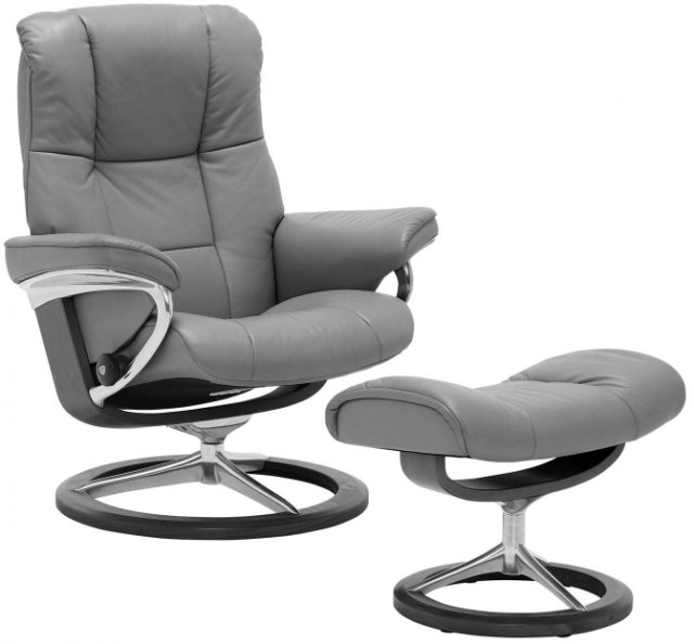 Stressless Stressless Mayfair Medium Signature Paloma Silver Grey Recliner with Stool SPECIAL OFFER