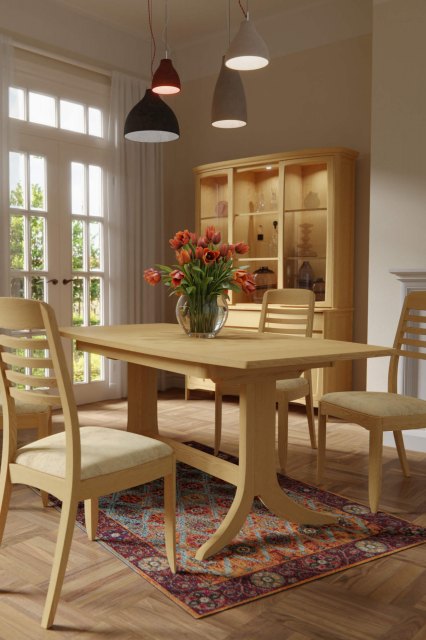 Qualita Furniture Nathan Shadows Small Extending Boat Shaped Pedestal Dining Table. Oak Finish.